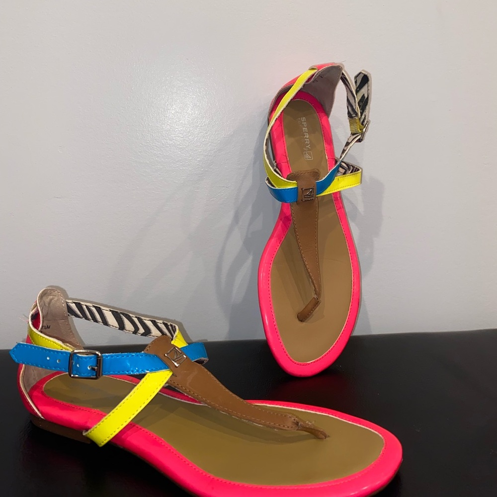 Sperry neon multi color sandals size 8